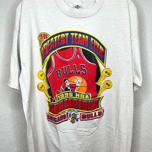 Vtg Chicago Bulls Starter Shirt 96 NBA Champions The Greatest Team Ever Mens XL